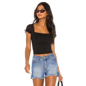 superdown Black Brianna Puff Sleeve Top size Small